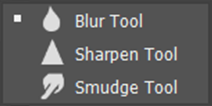 blur and sharpen tools in toolbar