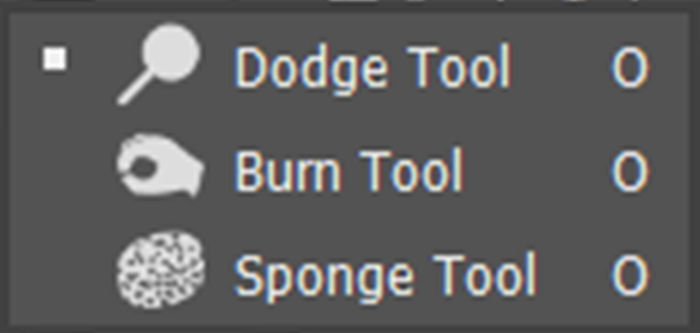 Dodge and Burn Tools in toolbar