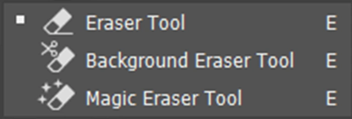 Eraser Tools in toolbar