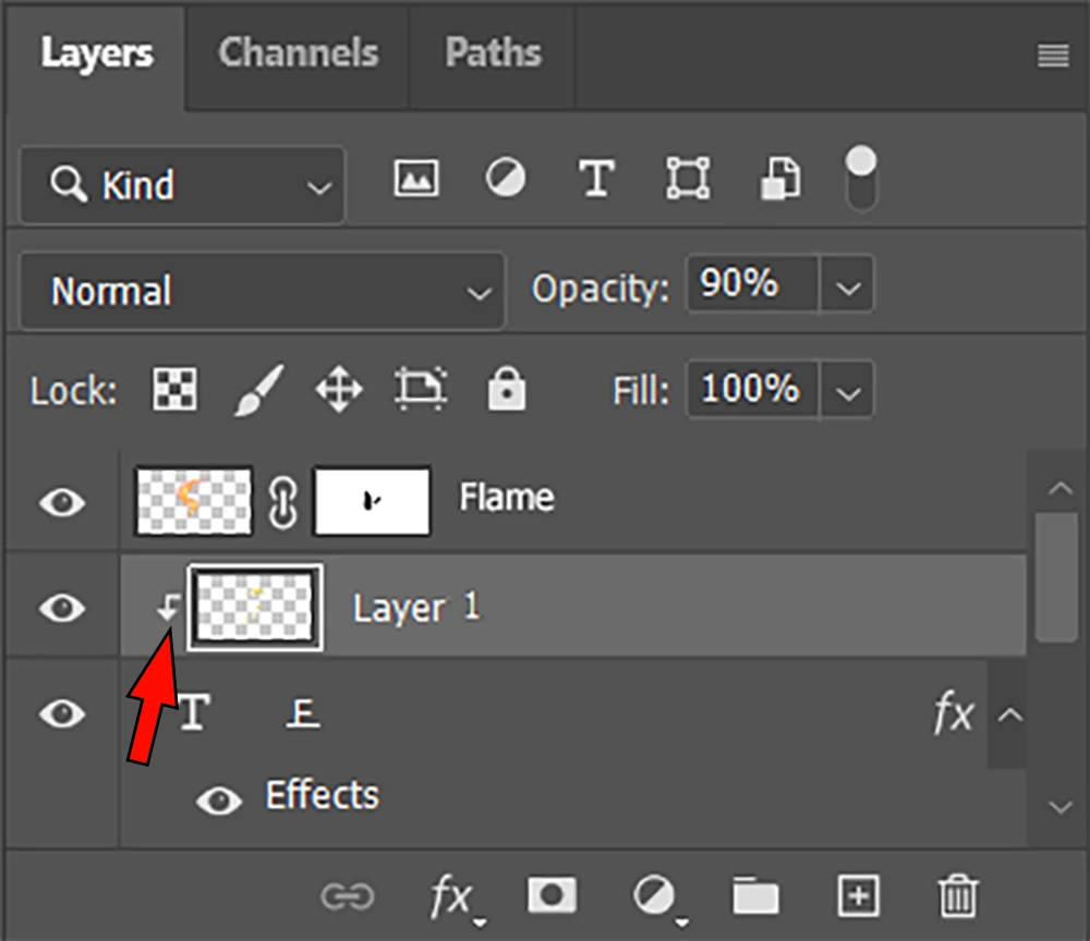 clip layer to the layer below