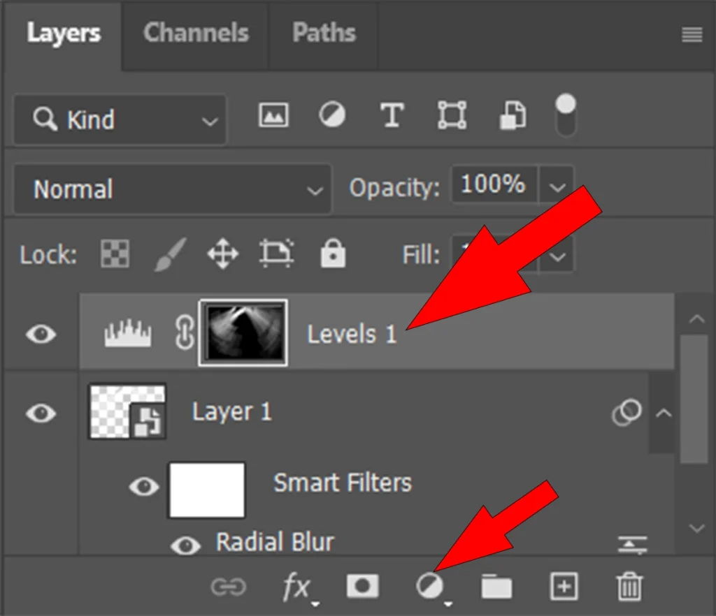 Create a Levels Adjustment Layer