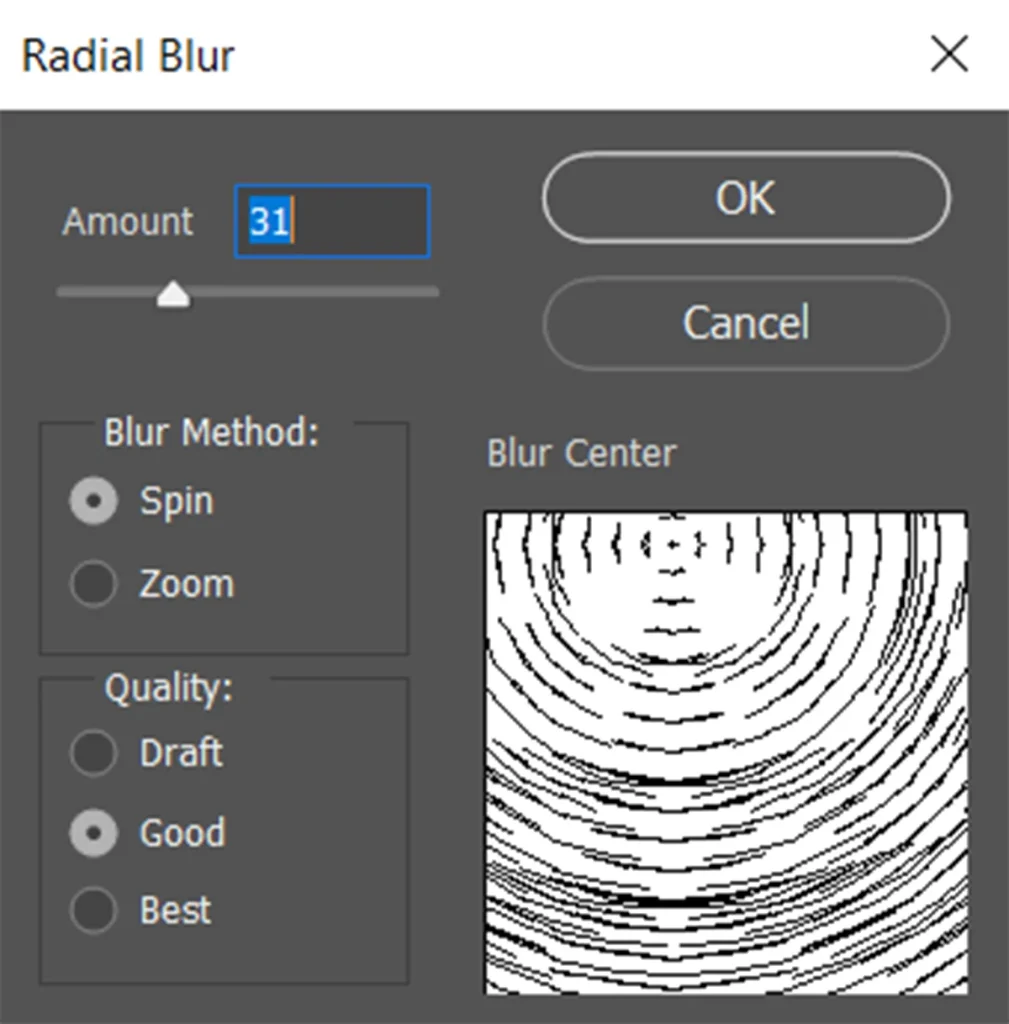 Radial Blur Dialog Box
