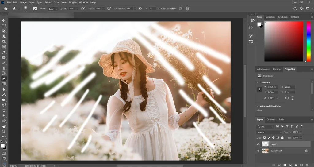 create realistic light rays