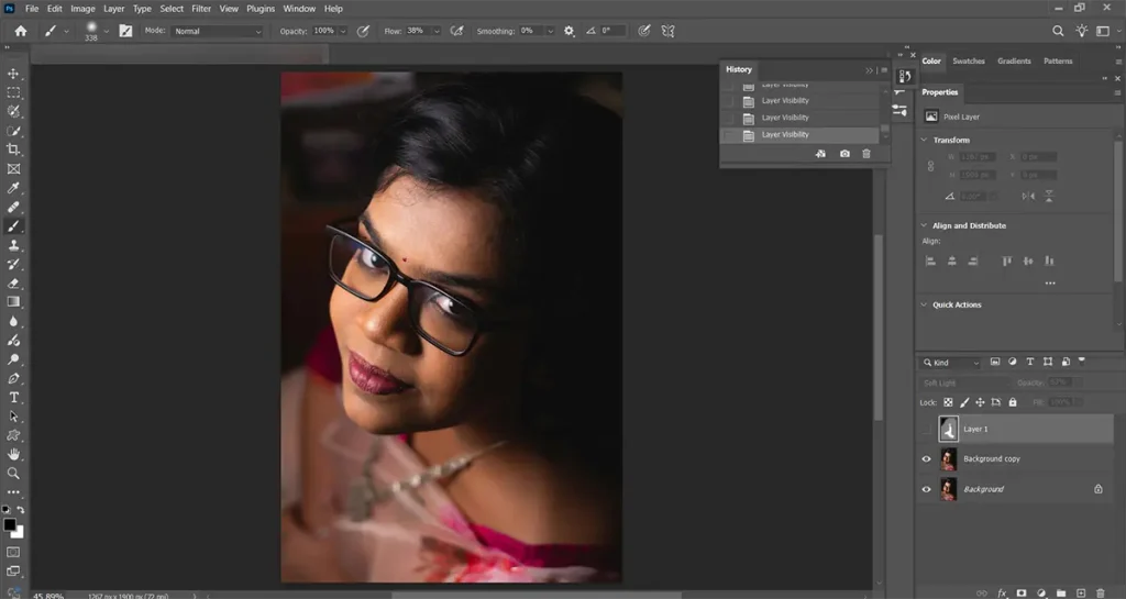 Before improving contrast with soft light
